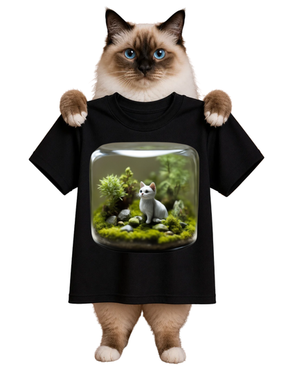 TINY CAT IN TERRARIUM GARDEN-WOMENS TSHIRT