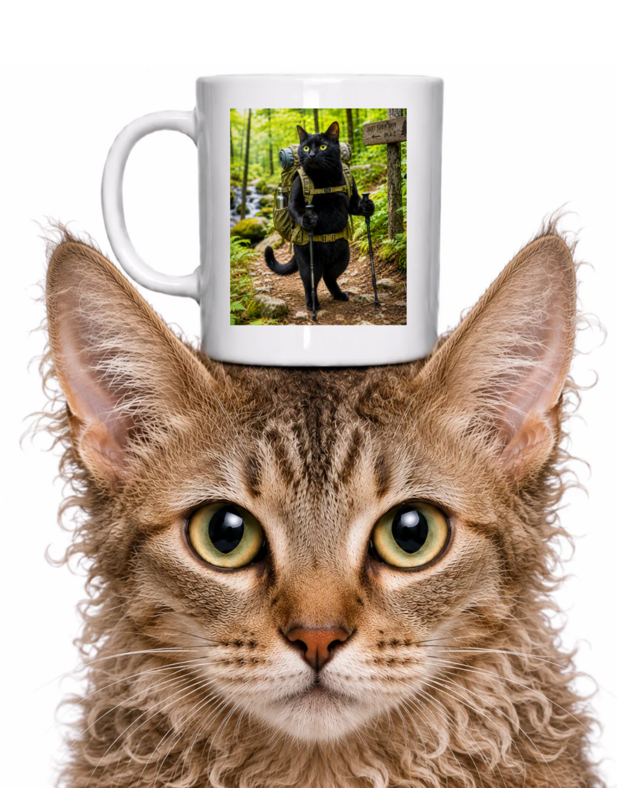 HIKING CAT COFFEE MUG