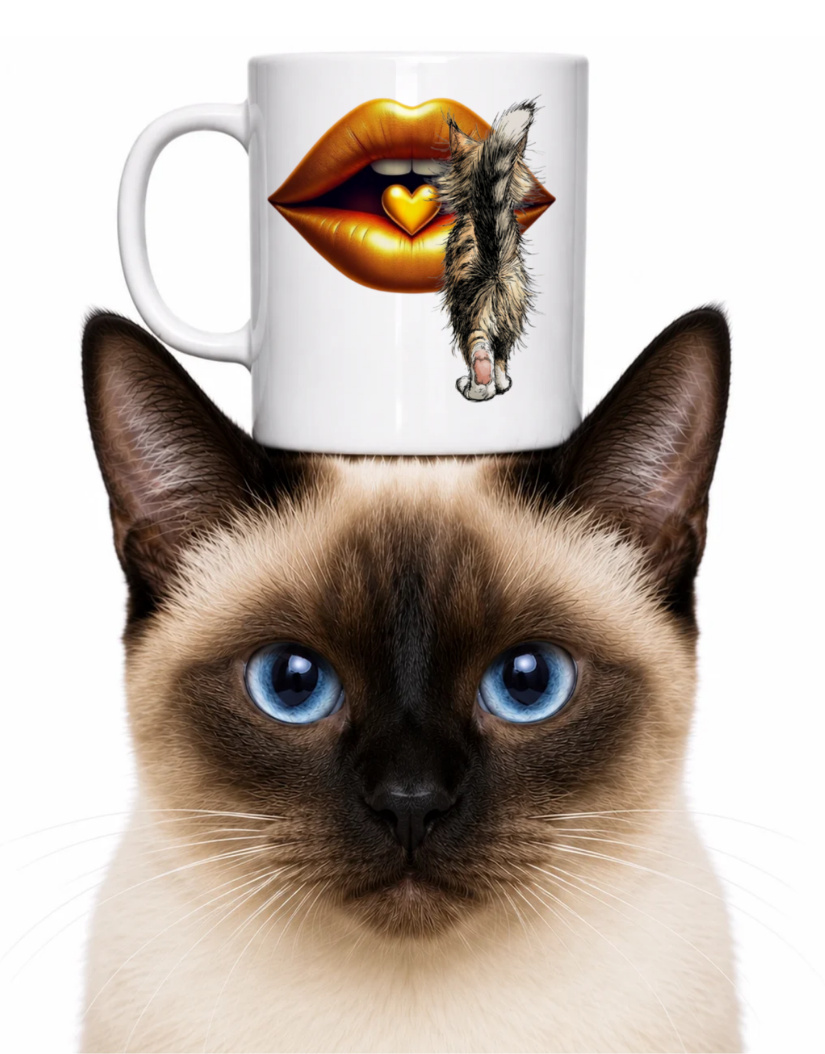 CAT BOOTY AND GOLD LIPS COFFEE MUG