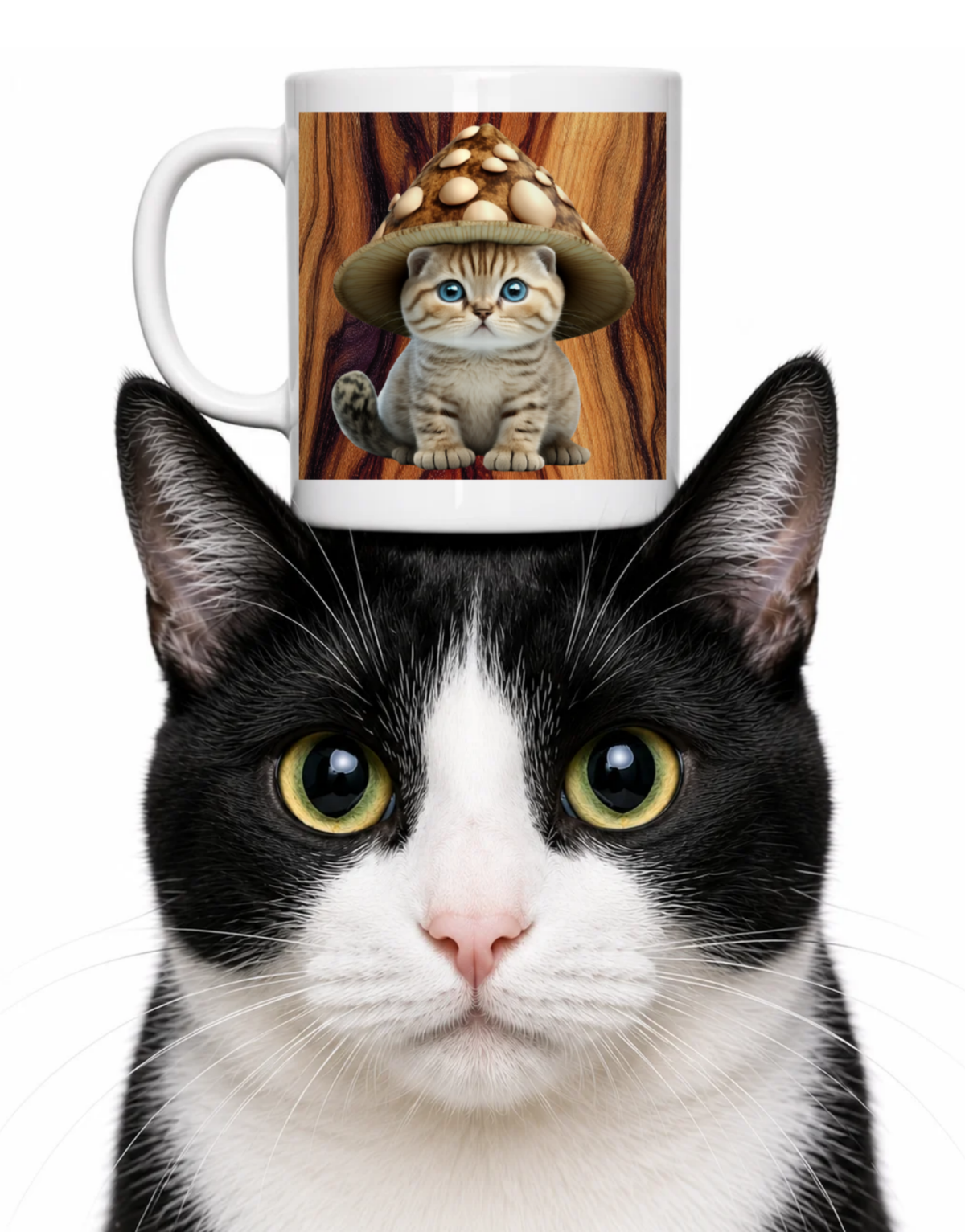 MUSHROOM CAT HAT COFFEE MUG