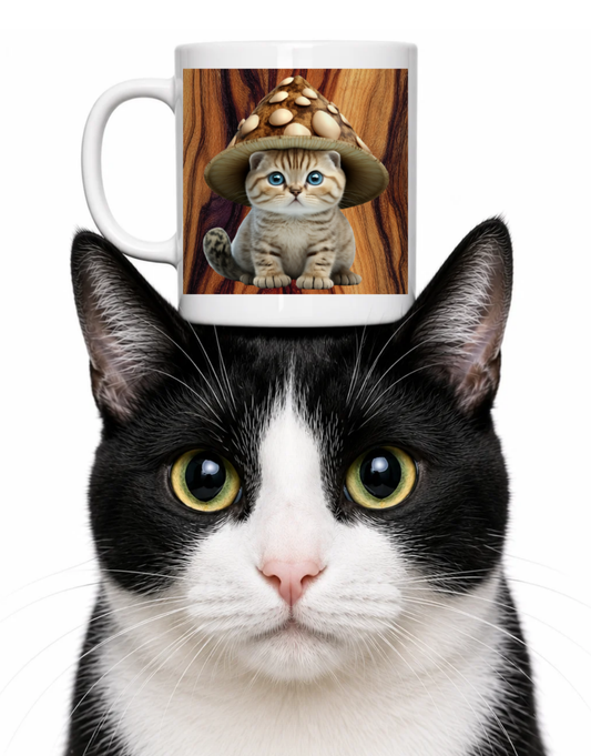 MUSHROOM CAT HAT COFFEE MUG