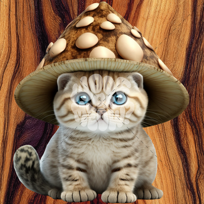 MUSHROOM HAT CAT-RINGER T-SHIRT