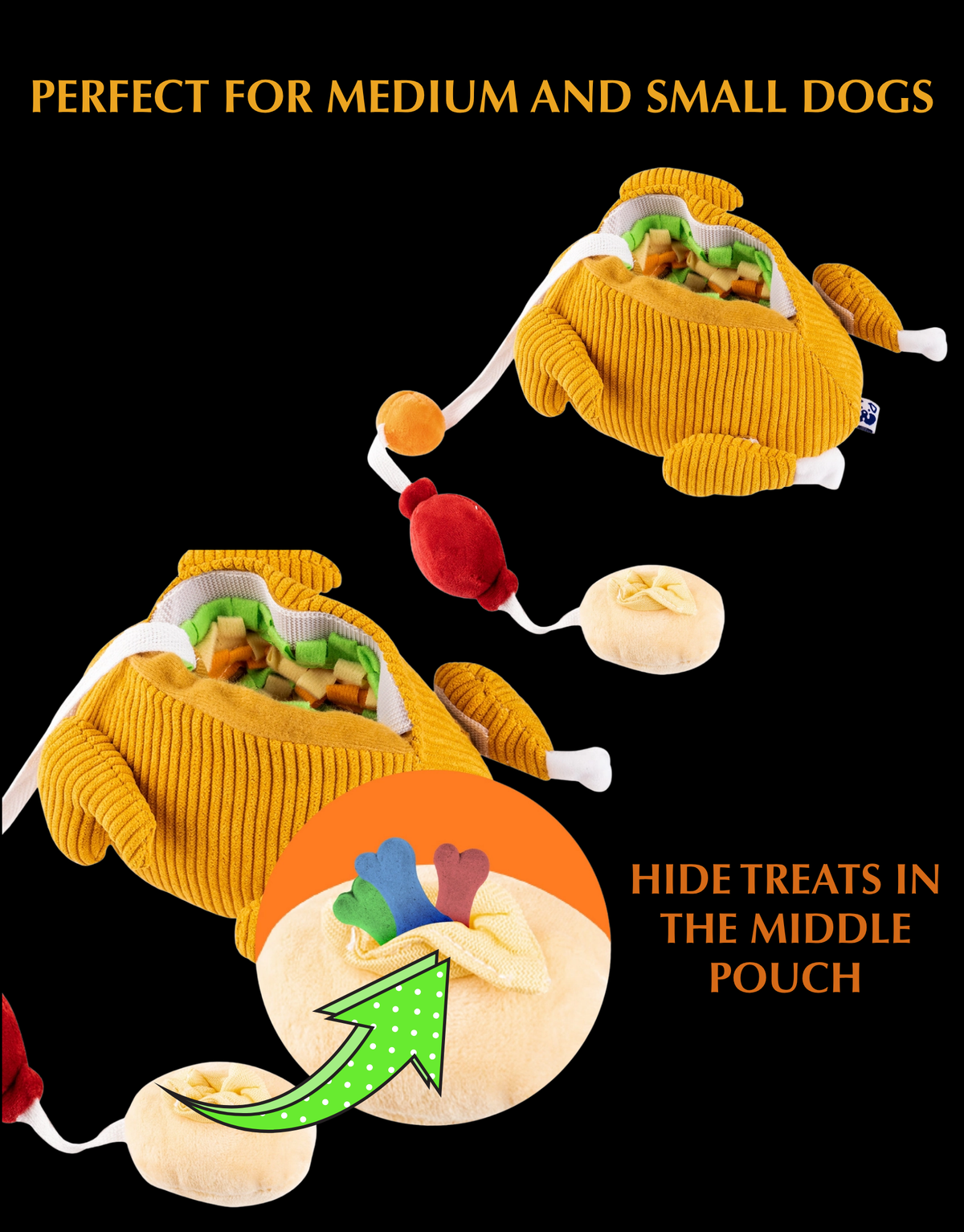 STUFFED TURKEY INTERACTIVE DOG TOY
