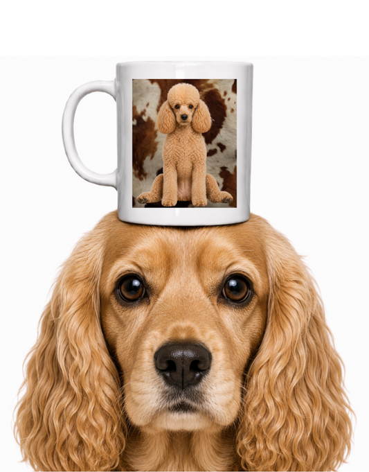 POODLE COW HIDE COFFEE MUG