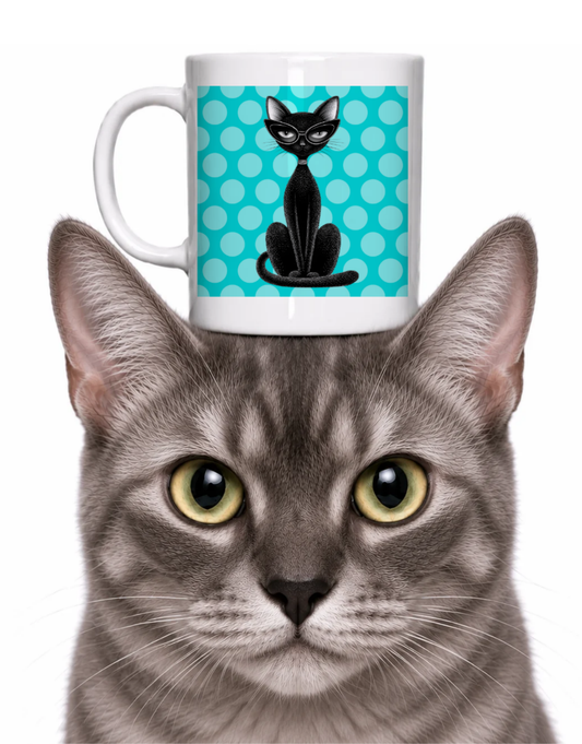 RETRO BLACK KITTY COFFEE MUG