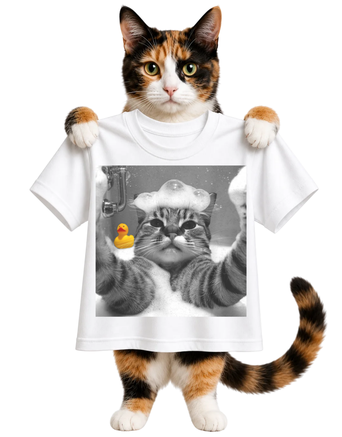 CAT SELFIE IN BATHTUB-UNISEX T-SHIRT