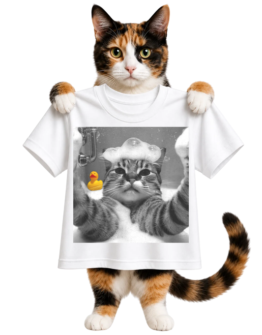 CAT SELFIE IN BATHTUB-UNISEX T-SHIRT