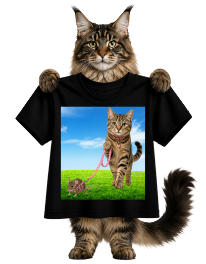 CAT WALKING PET MOUSE-WOMENS T-SHIRT