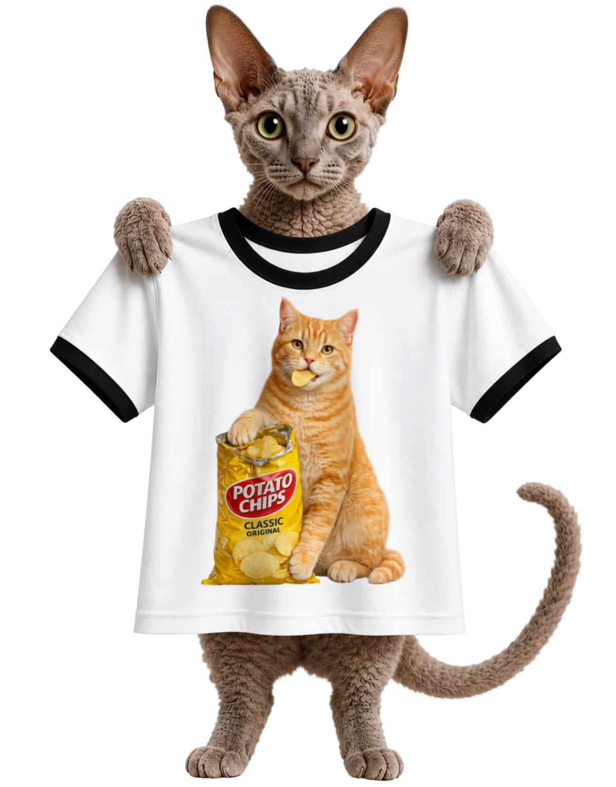 POTATO CHIP SNACK CAT-RINGER T-SHIRT