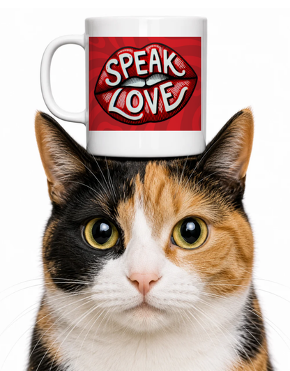 SPEAK LOVE COFFEE MUG