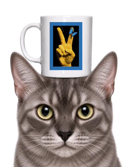 SURREALISTIC PEACE SIGN COFFEE MUG