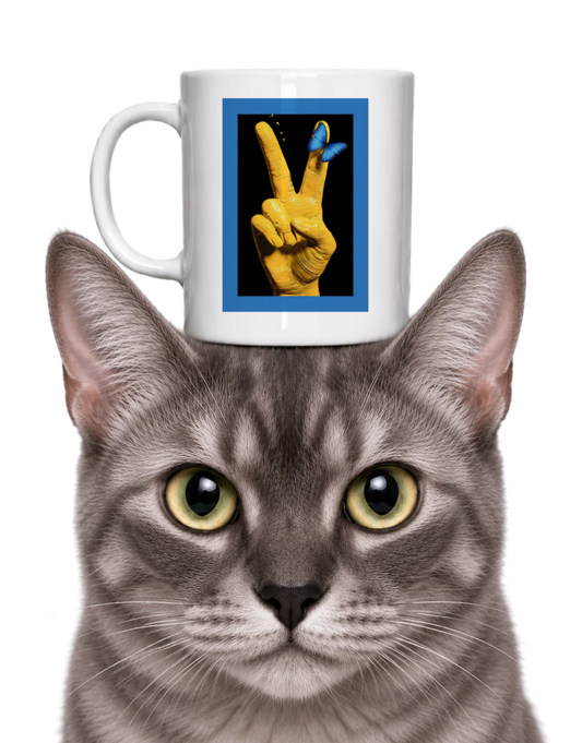 SURREALISTIC PEACE SIGN COFFEE MUG