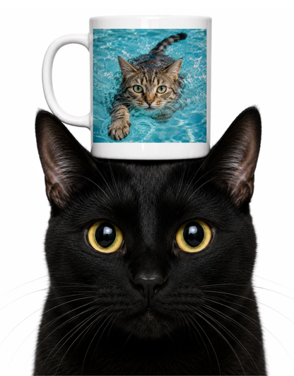 SWIMMING CAT COFFEE MUG