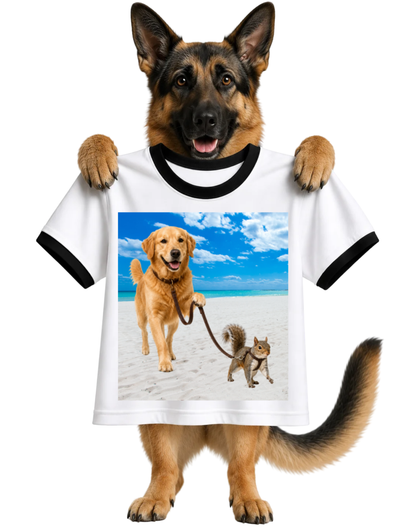 WHAT? I'M WALKING MY SQUIRREL-RINGER T-SHIRT
