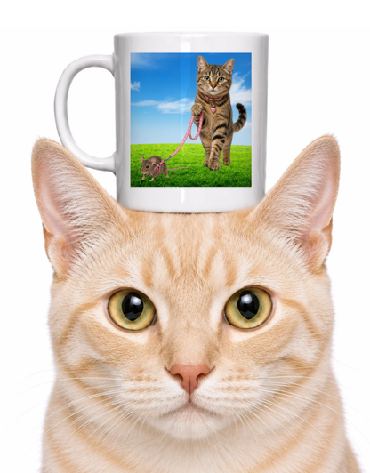 CAT WALKING PET MOUSE COFFEE MUG