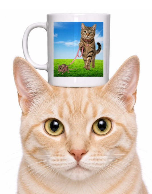 CAT WALKING PET MOUSE COFFEE MUG