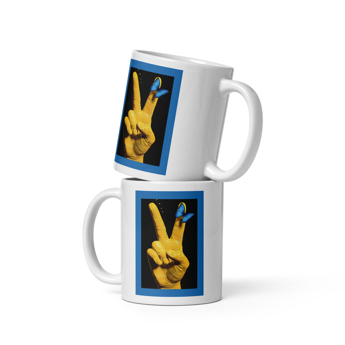 SURREALISTIC PEACE SIGN COFFEE MUG